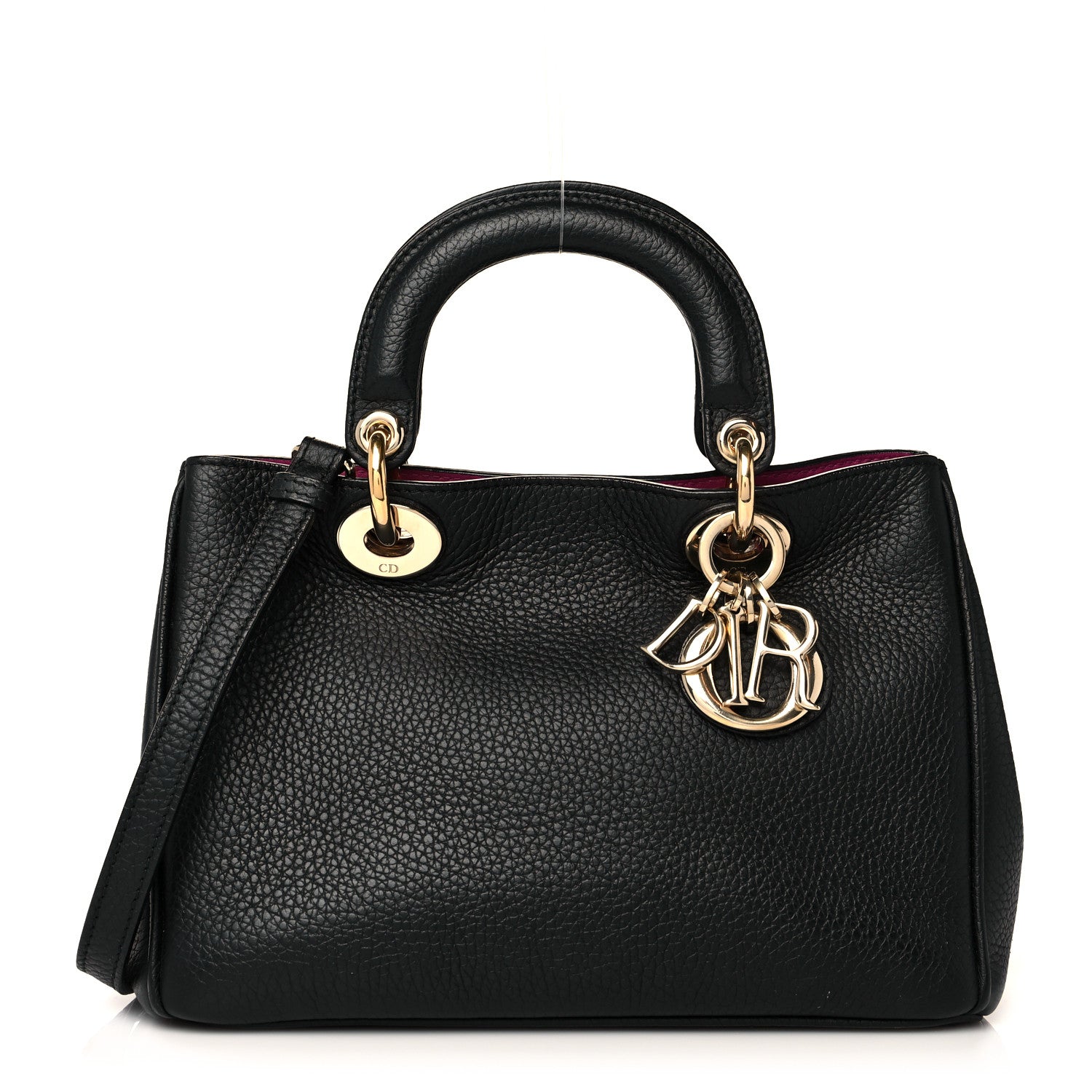 Christian Dior Bullcalf Small Diorissimo Tote Black Rose Indien 1 of 11