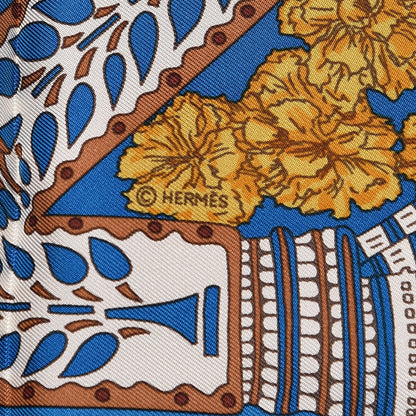 Hermes Silk La Danse Du Cheval Scarf 90 Petrole Ivory Vieil Or 5 of 6
