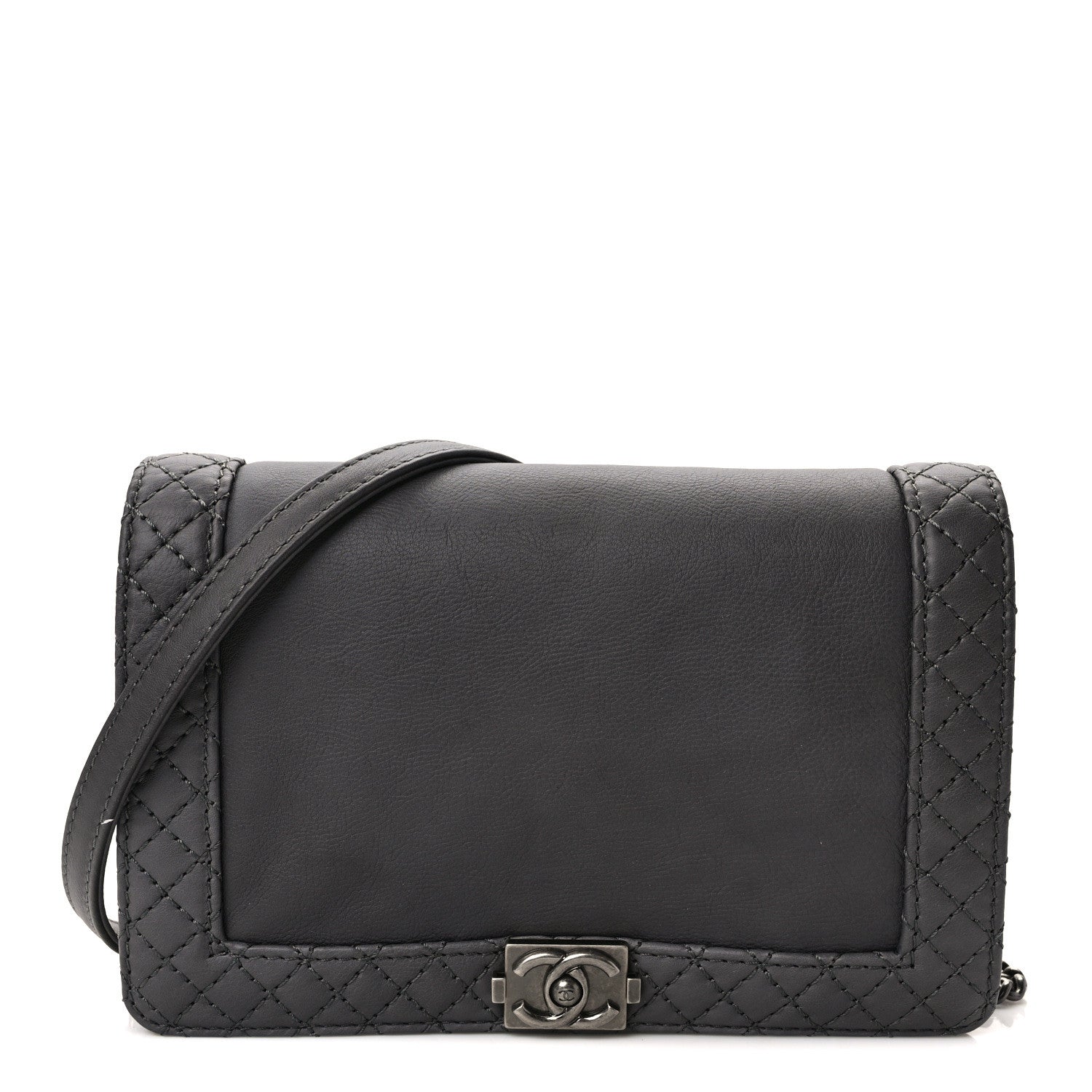 Chanel Calfskin Small Boy Reverso Flap Dark Grey 1 of 11