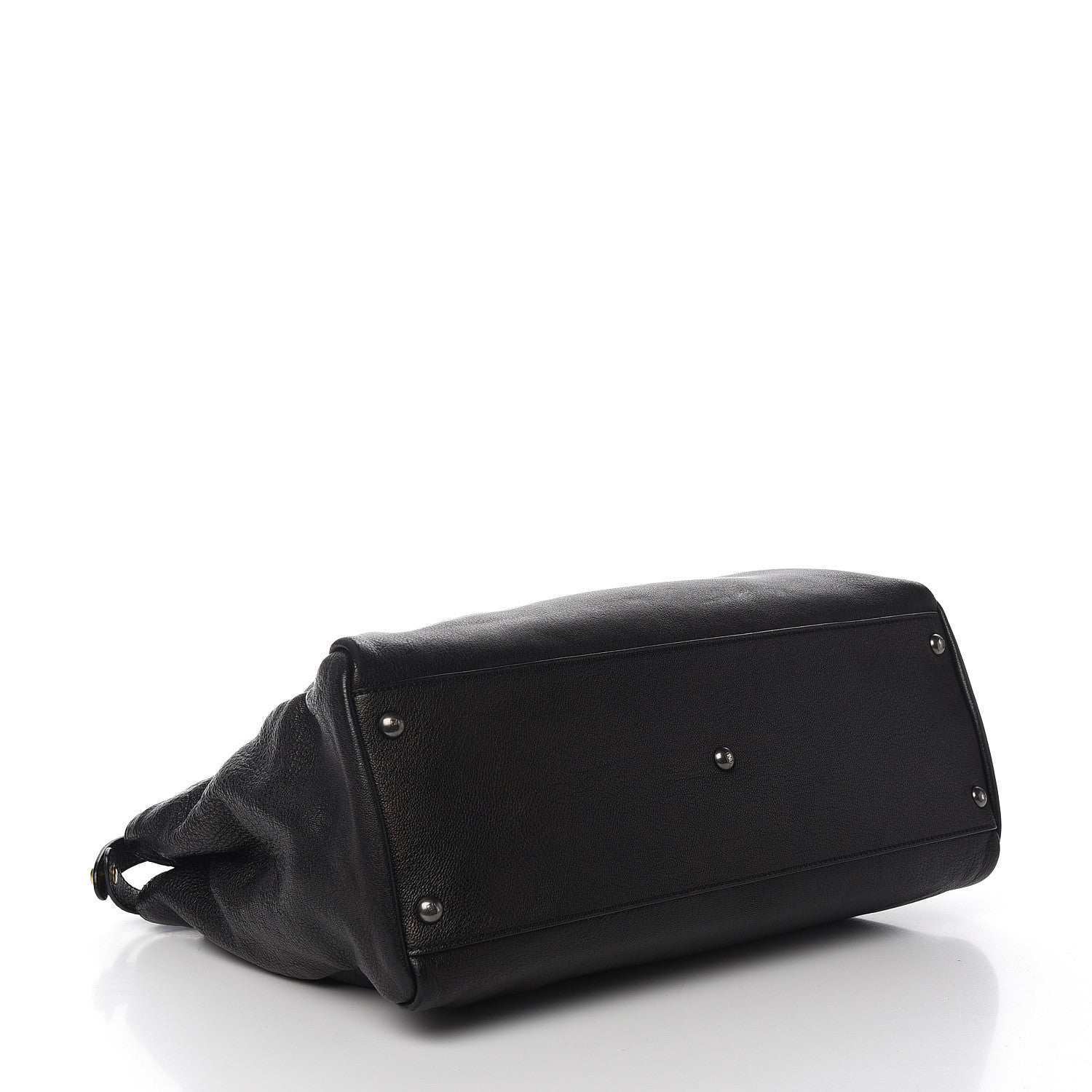 Fendi Goatskin Zucca Large Peekaboo Iconic Satchel Black Tobacco 3 of 14