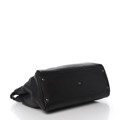 Fendi Goatskin Zucca Large Peekaboo Iconic Satchel Black Tobacco 3 of 14
