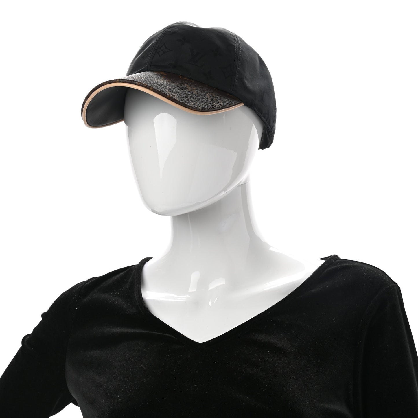 Polyester Silk Monogram LV Get Ready Cap L Black