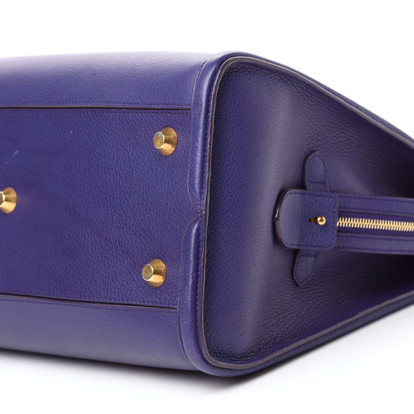 Pebbled Calfskin Zip Up Heroine Tote Purple