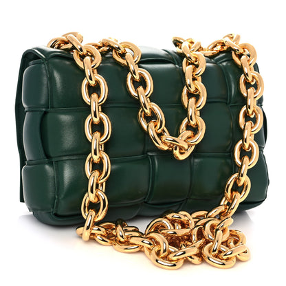 Bottega Veneta Lambskin Maxi Intreccio Padded Chain Cassette Crossbody Bag Racing Green 3 of 13