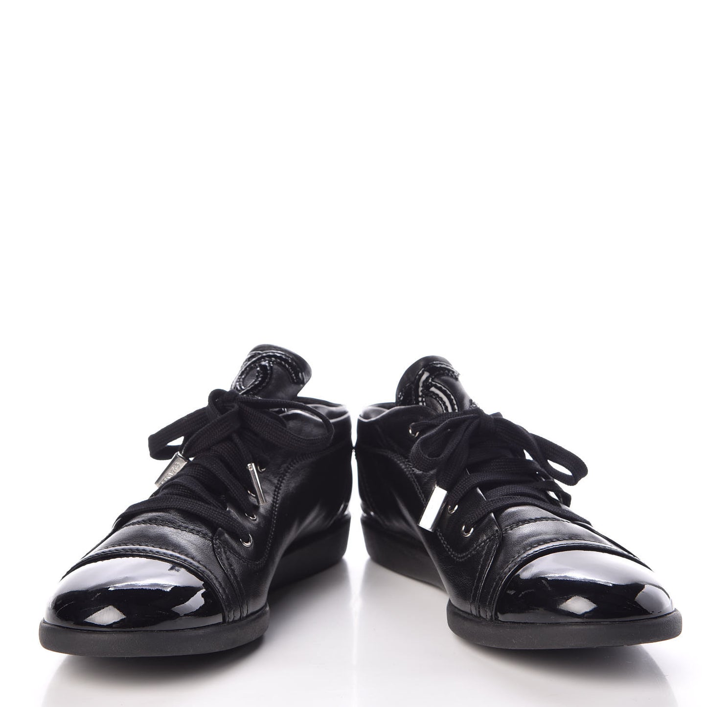 Lambskin Patent Cap Toe CC Sneakers 41 Black