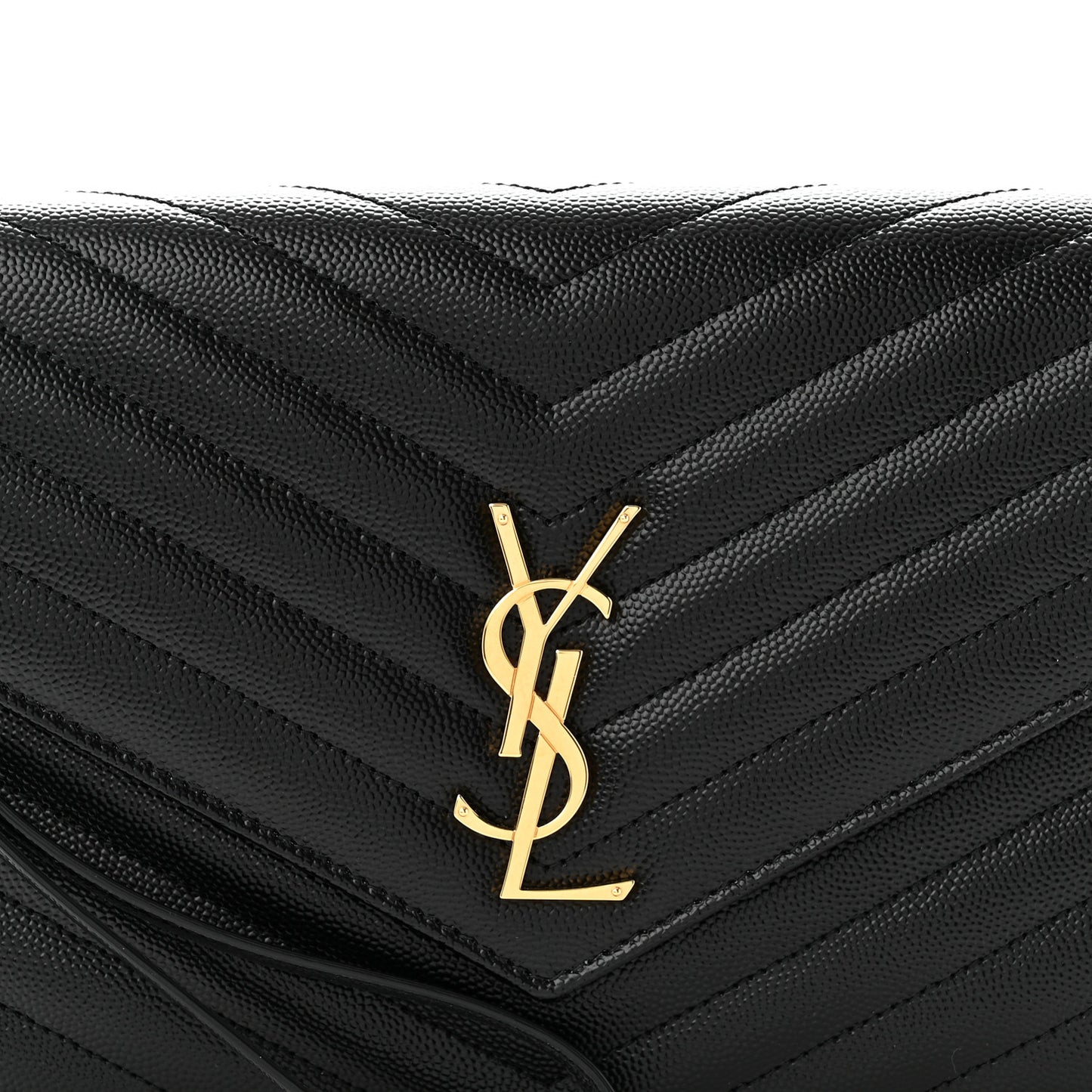 Grain De Poudre Matelasse Chevron Monogram Envelope Clutch Black Black