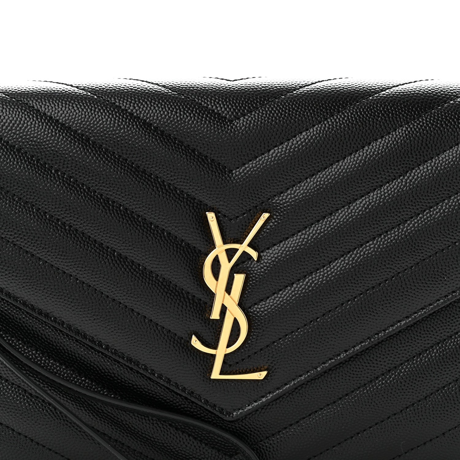 Saint Laurent Grain De Poudre Matelasse Chevron Monogram Envelope Clutch Black Black 8 of 11