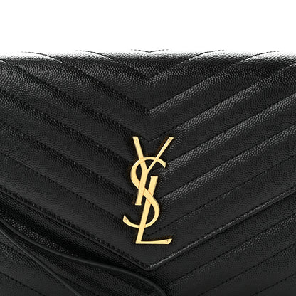 Saint Laurent Grain De Poudre Matelasse Chevron Monogram Envelope Clutch Black Black 8 of 11