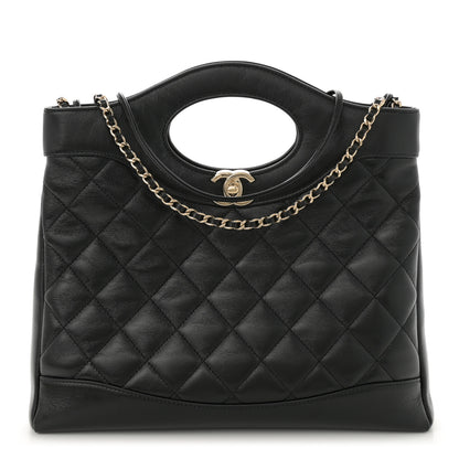 Chanel Shiny Crumpled Calfskin Quilted Small 31 Shopping Bag Black 1 of 12