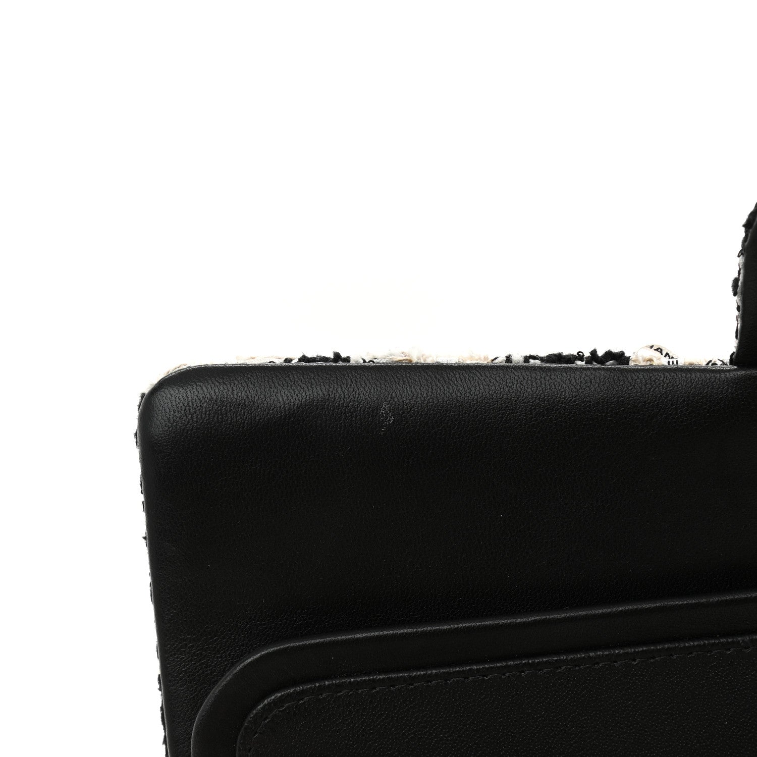 Chanel Tweed Quilted Medium Double Flap Black Ecru White 8 of 8