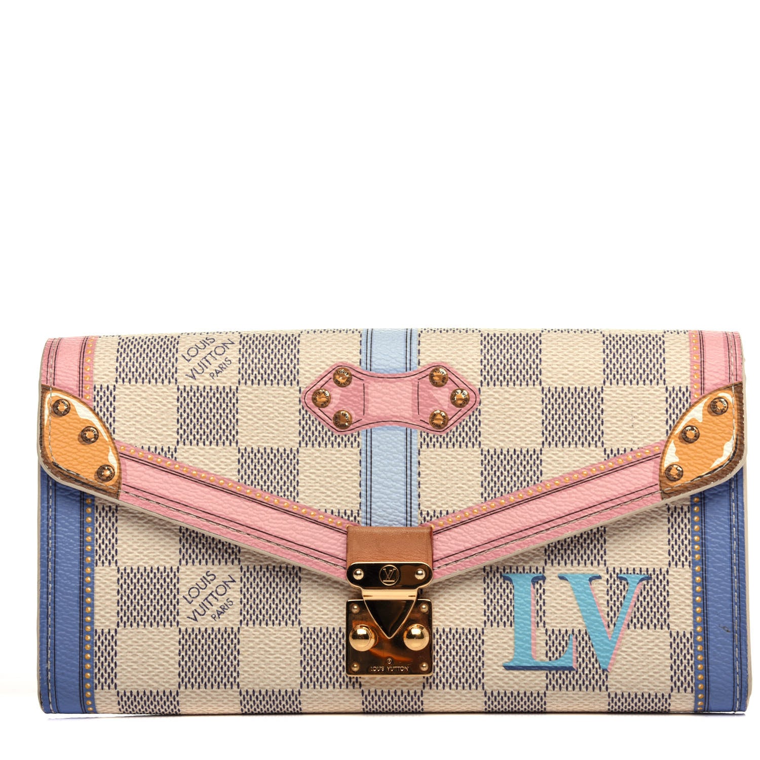 Louis Vuitton Damier Azur Summer Trunks Sarah Wallet NM 1 of 13