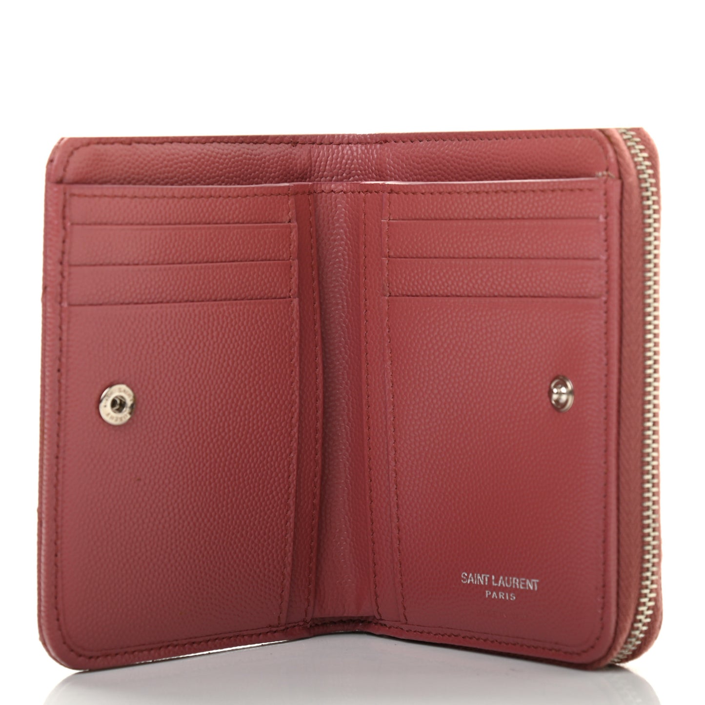 Grain De Poudre Matelasse Chevron Monogram Compact Zip Around Wallet Dark Rose