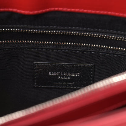 Saint Laurent Calfskin Y Quilted Monogram Medium Loulou Chain Satchel Lipstick Red 6 of 9