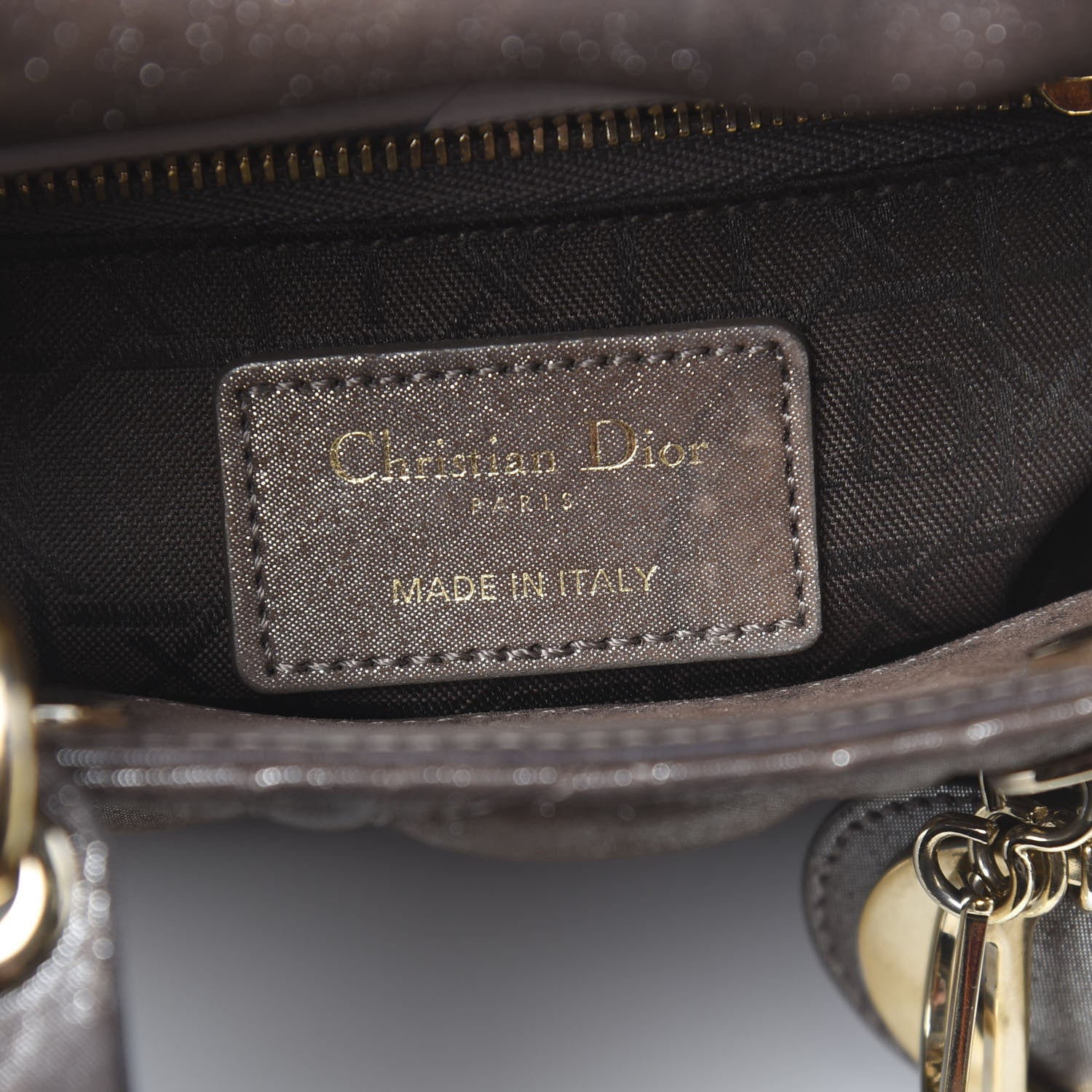Christian Dior Metallic Calfskin Cannage Mini Lady Dior Brown 7 of 10