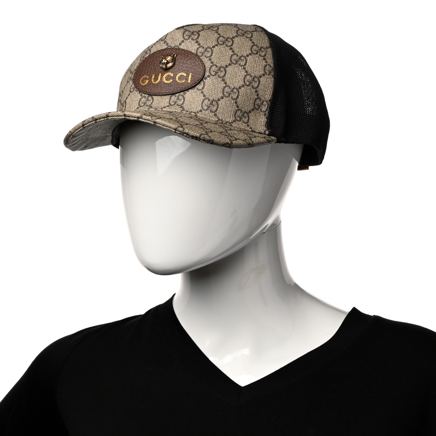 Gucci Soft GG Supreme Monogram Mesh Textured Dollar Calfskin Neo Vintage Rap Baseball Hat S Dark Brown Black 2 of 9
