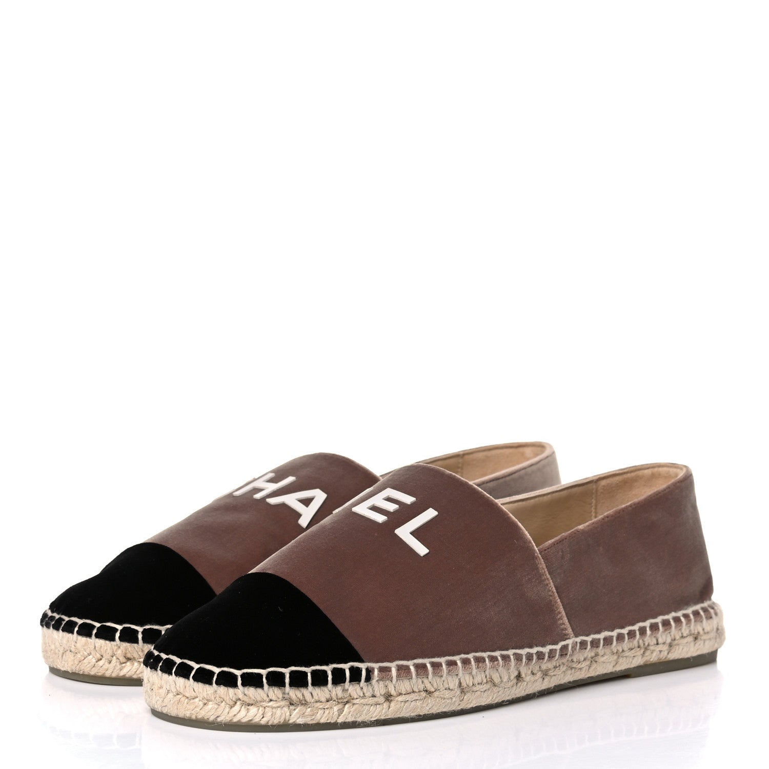 Chanel Velvet Logo Espadrilles 41 Beige Black 3 of 8