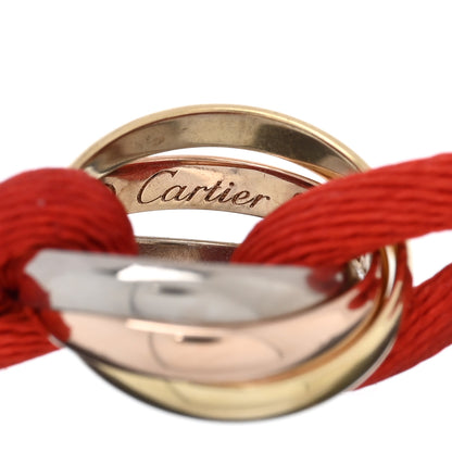 Cartier 18K Pink Yellow White Gold Trinity Cord Bracelet Red 3 of 3
