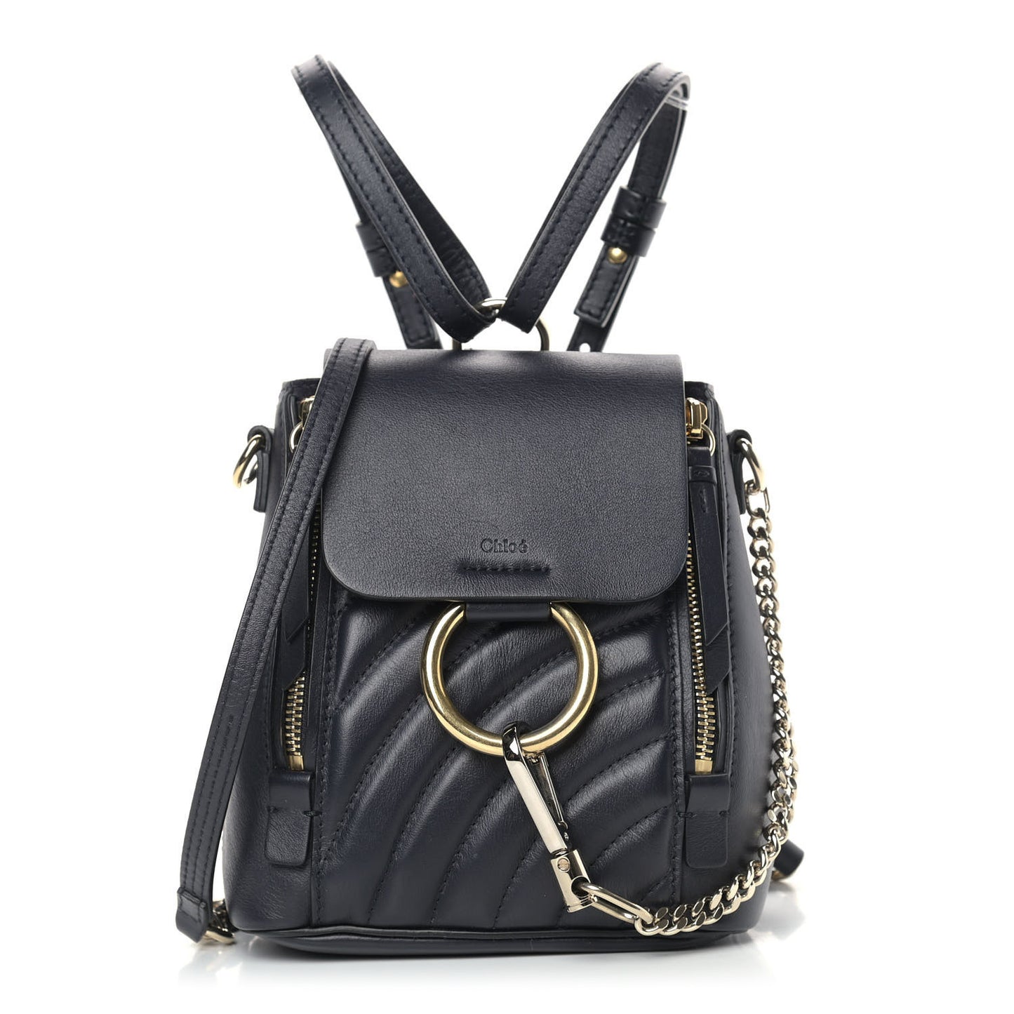 Calfskin Quilted Mini Faye Backpack Black