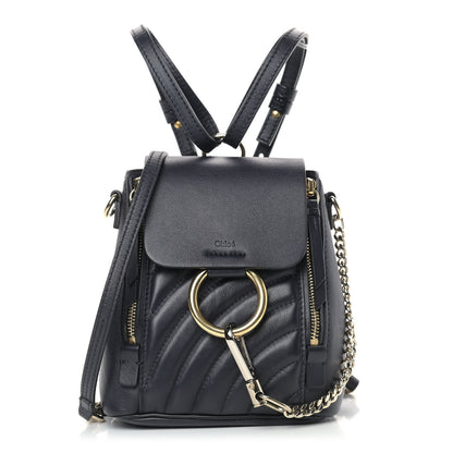 Chloe Calfskin Quilted Mini Faye Backpack Black 1 of 9
