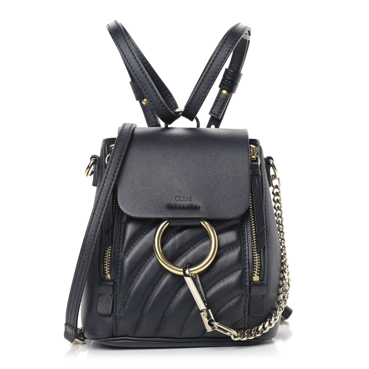 Chloe Calfskin Quilted Mini Faye Backpack Black 1 of 9