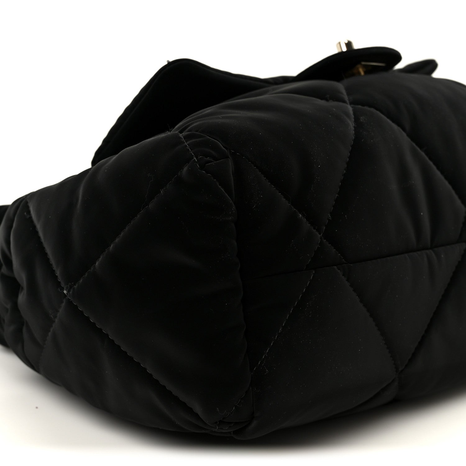 Chanel Nylon Velvet Effect Quilted Large Bowling Bag Black 10 of 11