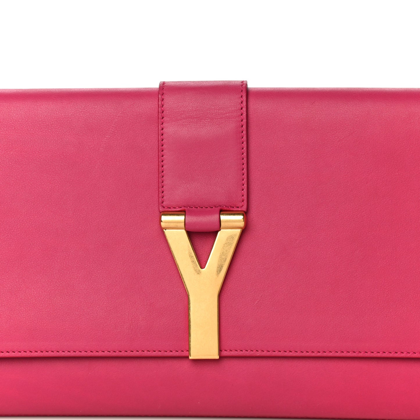 Calfskin Classic Y Ligne Clutch Fuchsia
