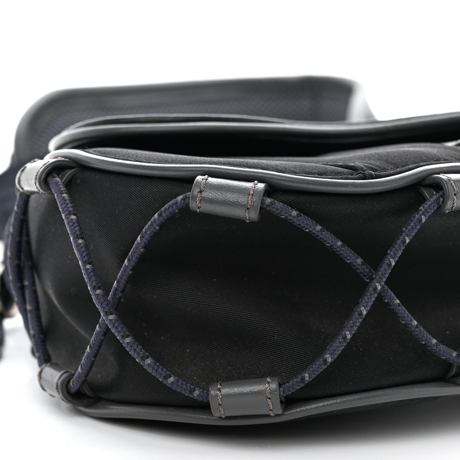Christian Dior X SACAI Grained Calfskin Technical Fabric Mens Saddle Bag Black 9 of 10