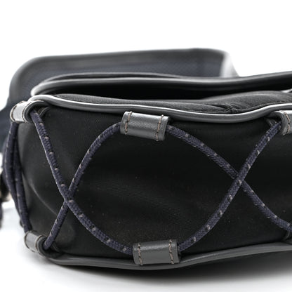 Christian Dior X SACAI Grained Calfskin Technical Fabric Mens Saddle Bag Black 9 of 10