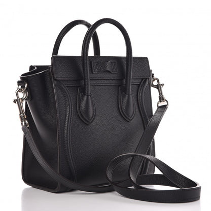 Celine Drummed Calfskin Nano Luggage Black 3 of 13