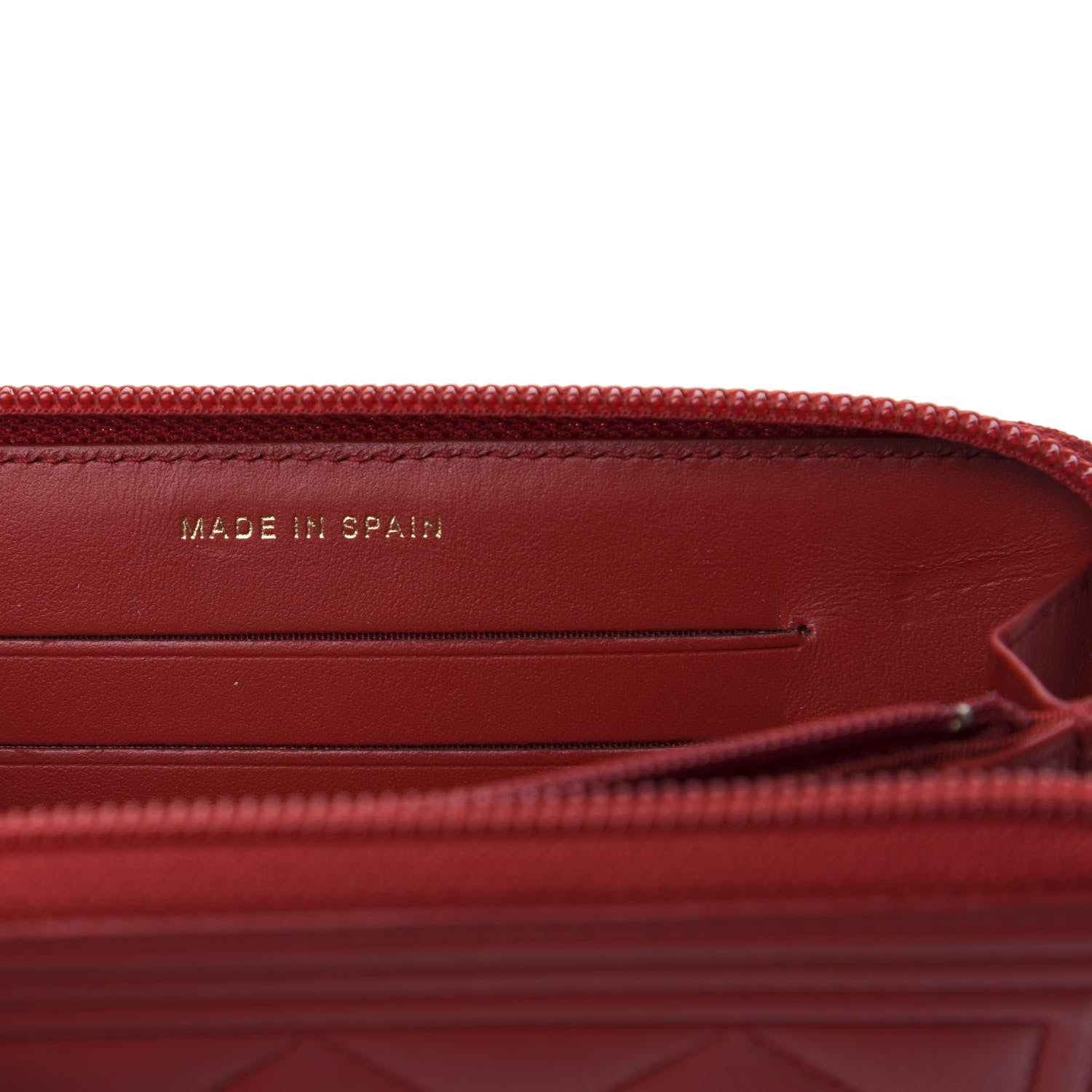 Chanel Caviar Quilted Small Boy Zip Around Wallet Dark Red 7 of 9