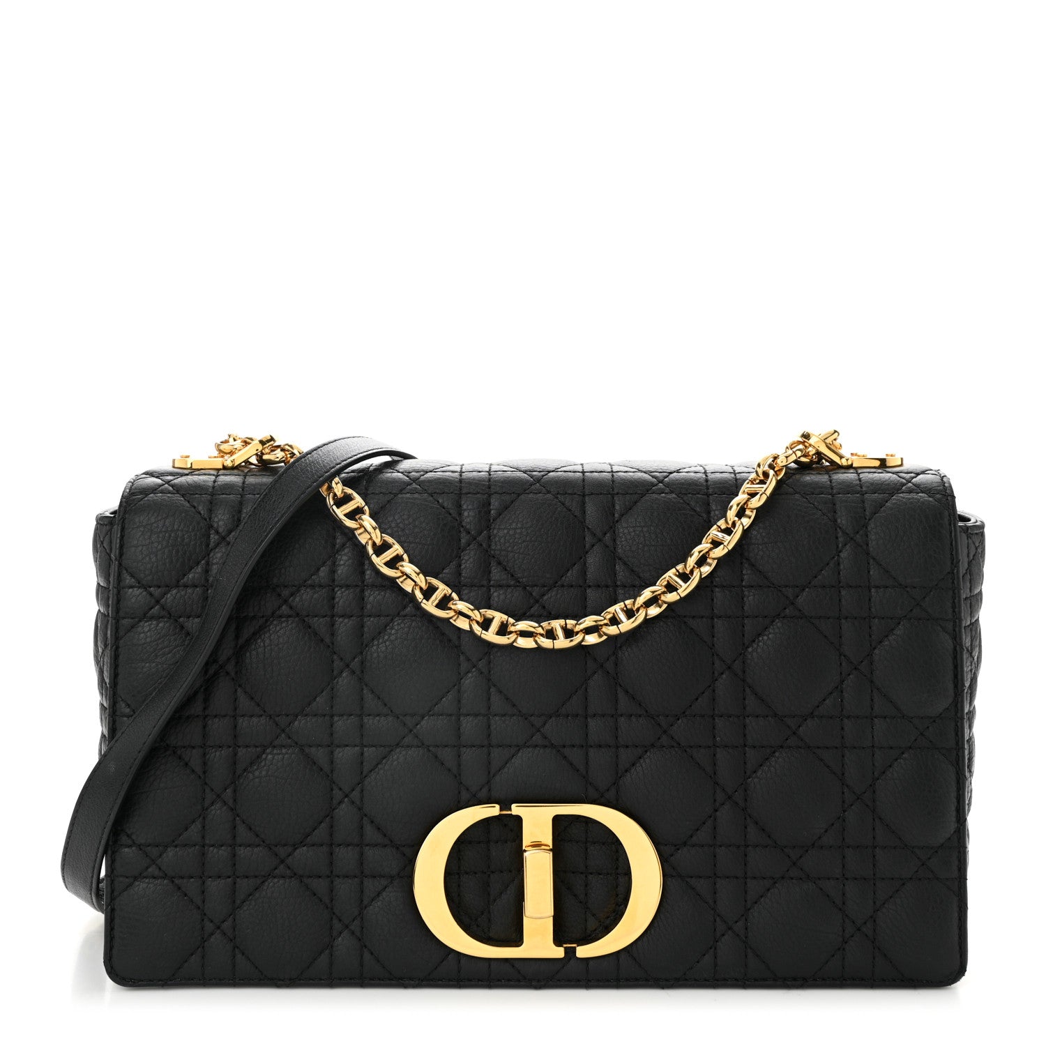 Christian Dior Grained Calfskin Cannage Large Caro Bag Black 1 of 10