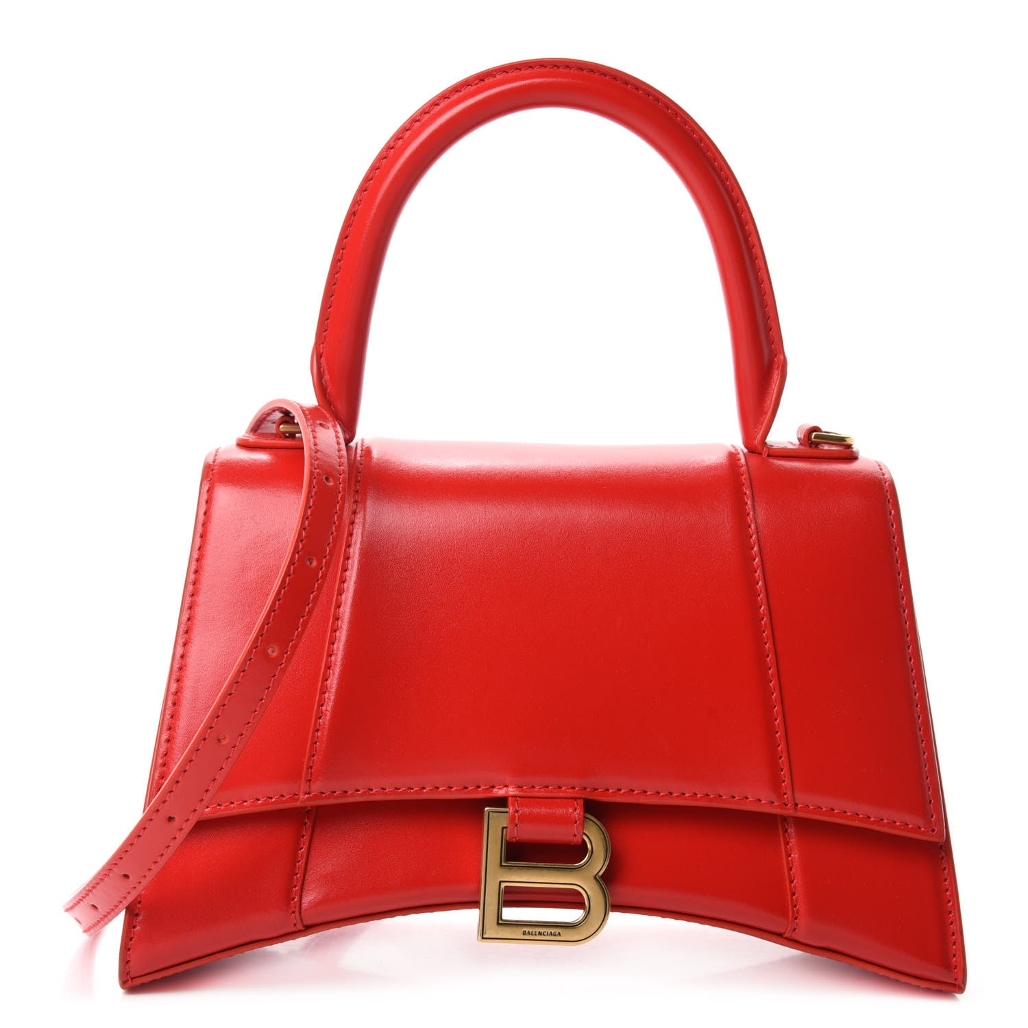 Balenciaga Shiny Box Calfskin Small Hourglass Top Handle Bag Bright Red 1 of 11