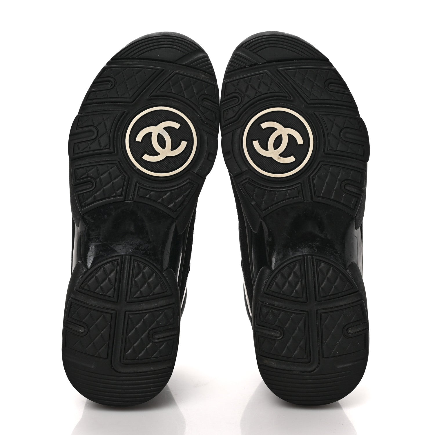 Chanel Toile Suede Calfskin CC Sneakers 38 Black 5 of 8