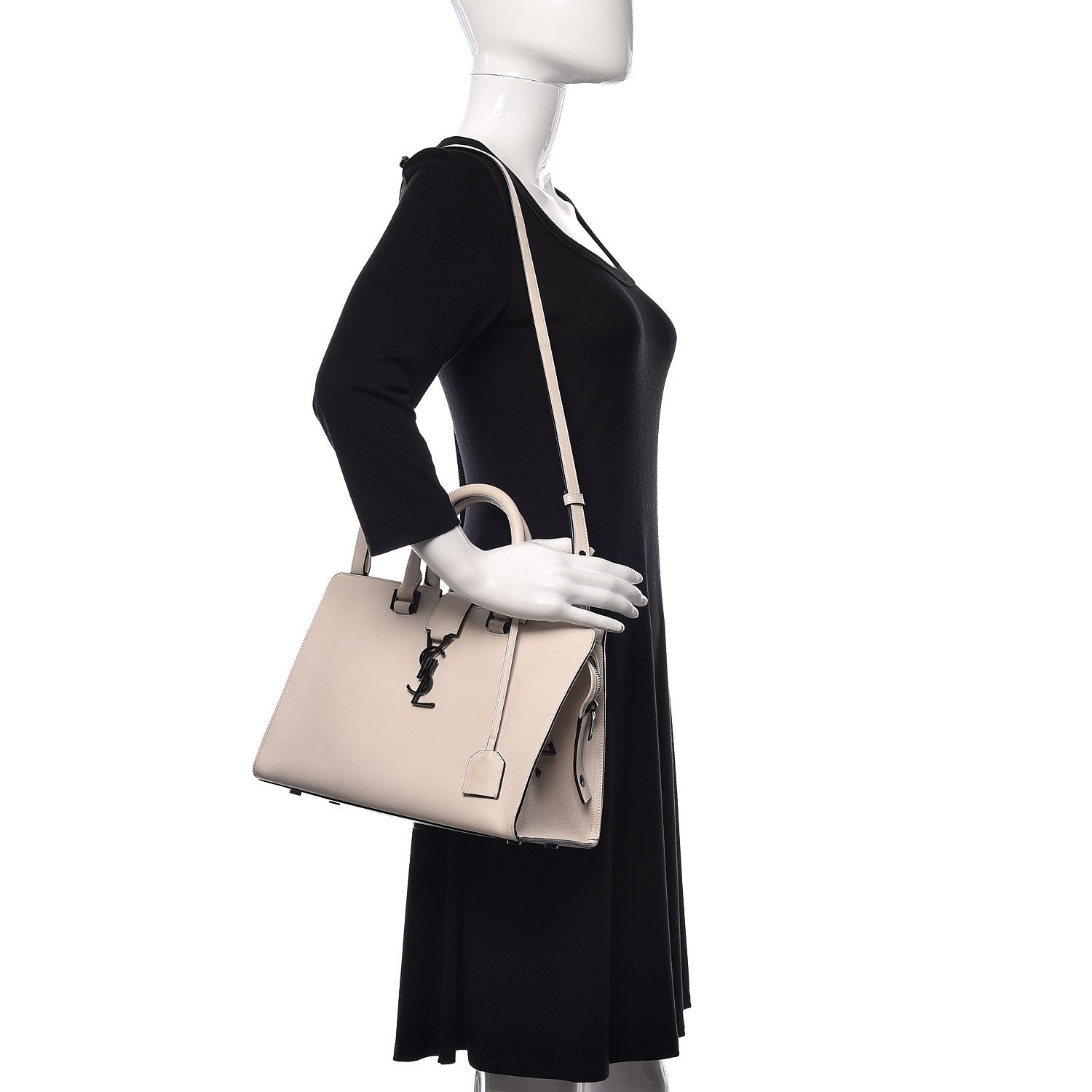 Saint Laurent Calfskin Small Monogram Cabas Dove White 2 of 10