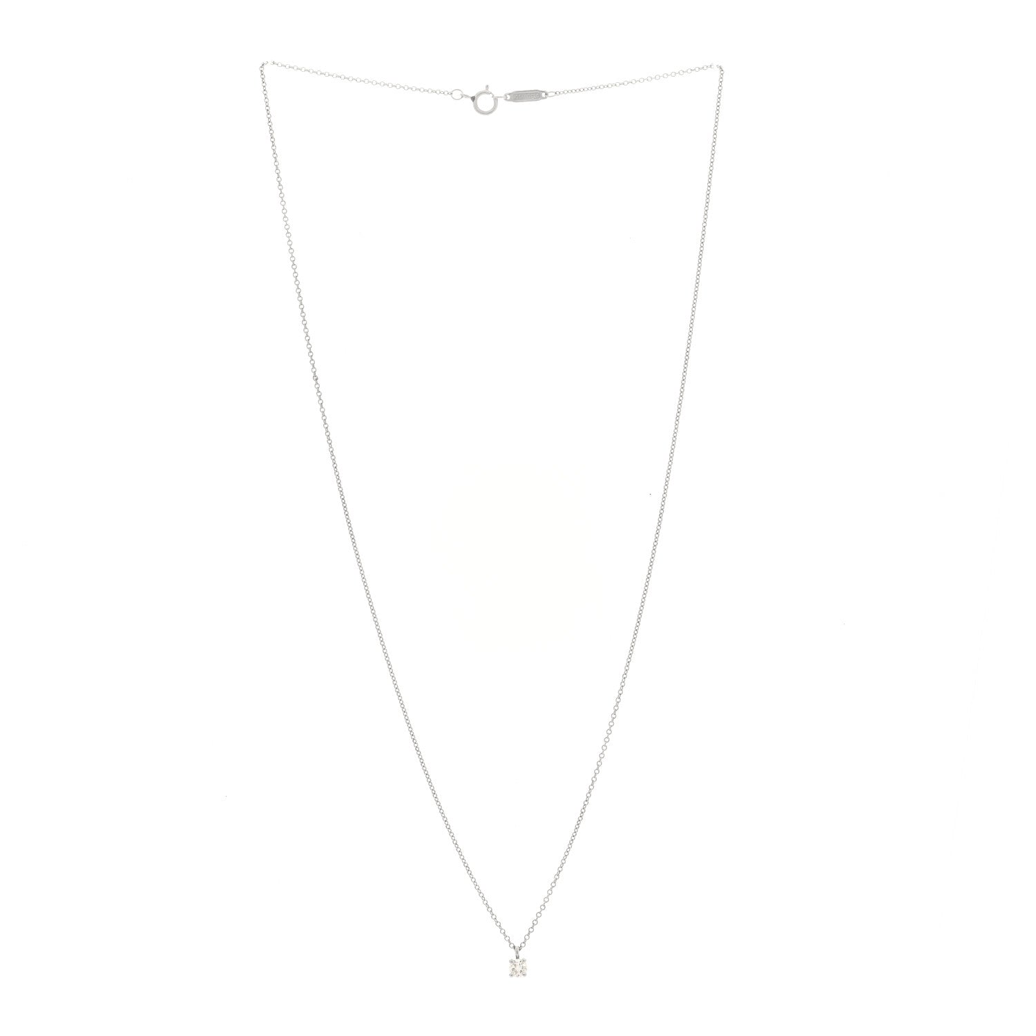 Tiffany Platinum Diamond .15ct Solitaire Pendant Necklace 3 of 4