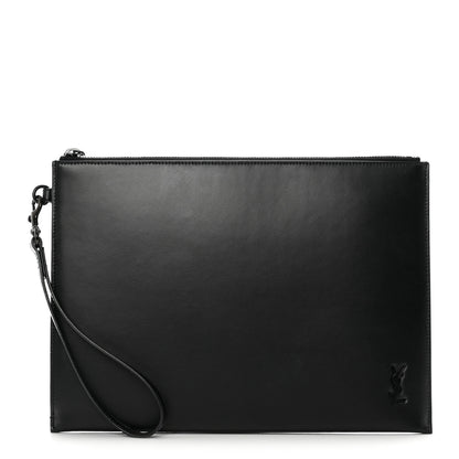 Saint Laurent Shiny Calfskin Monogram Zipped Tablet Holder Black 1 of 7