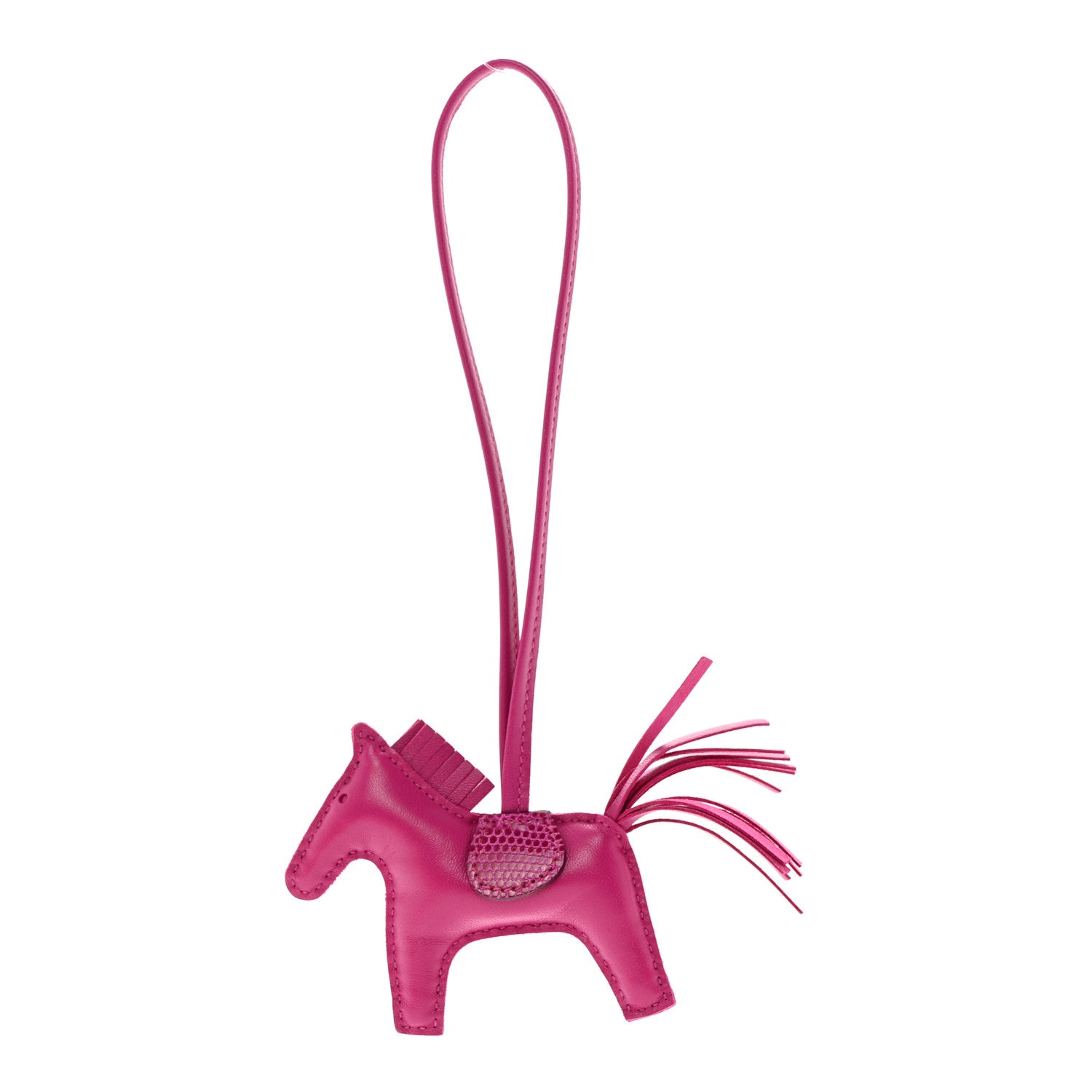 Hermes Milo Lambskin Lizard Touch Grigri Rodeo Horse Bag Charm PM Rose Pourpre 1 of 6