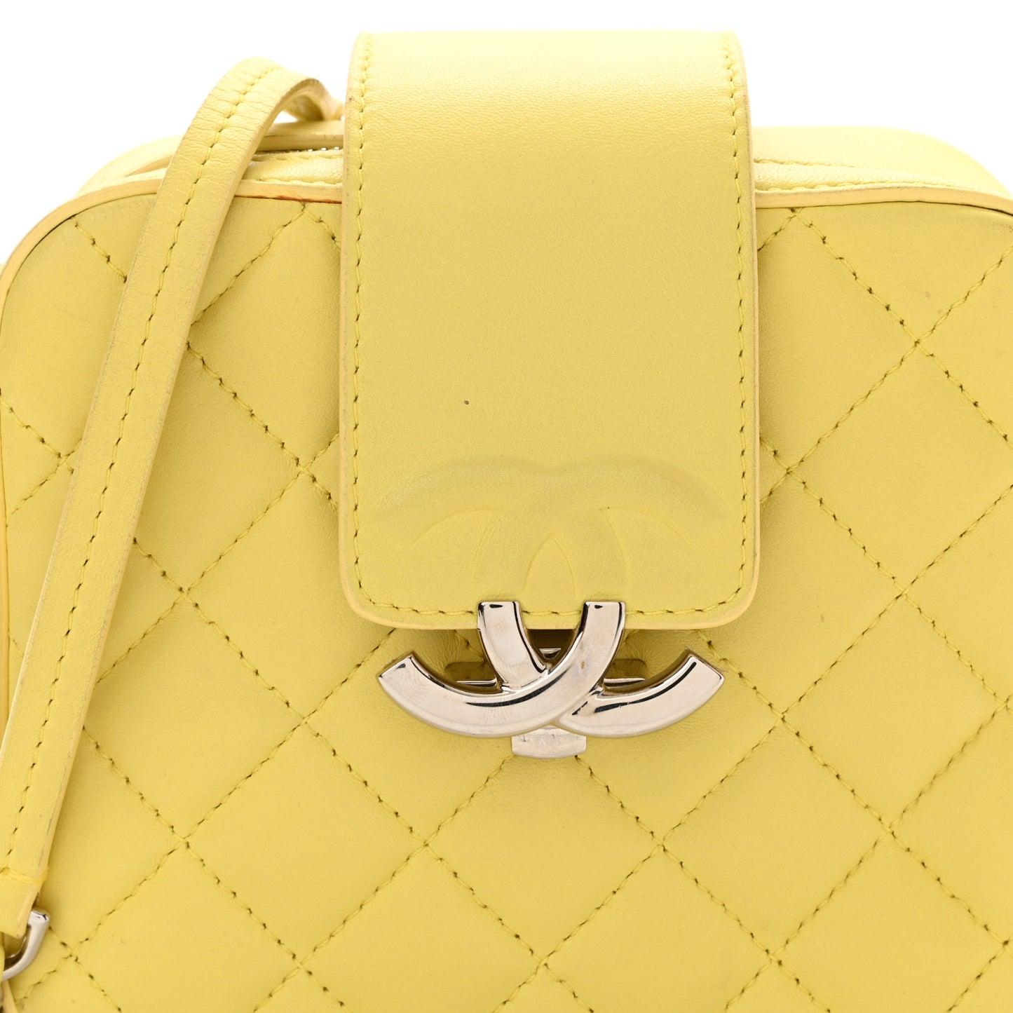 Lambskin Quilted Mini CC Box Camera Bag Yellow