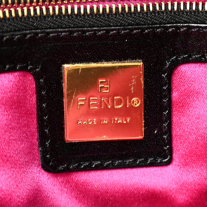 Fendi Metallic Calfskin Calf Hair Baguette Black Gold 6 of 13