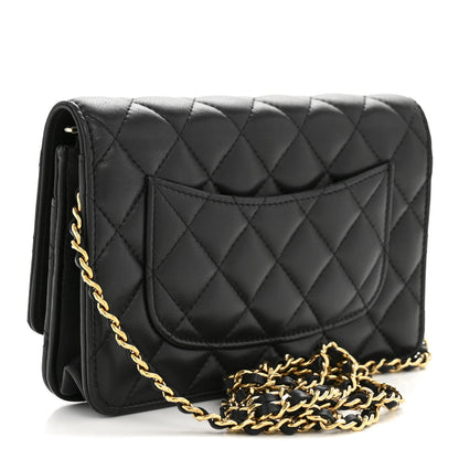 Chanel Lambskin Quilted Wallet On Chain WOC Black 3 of 15
