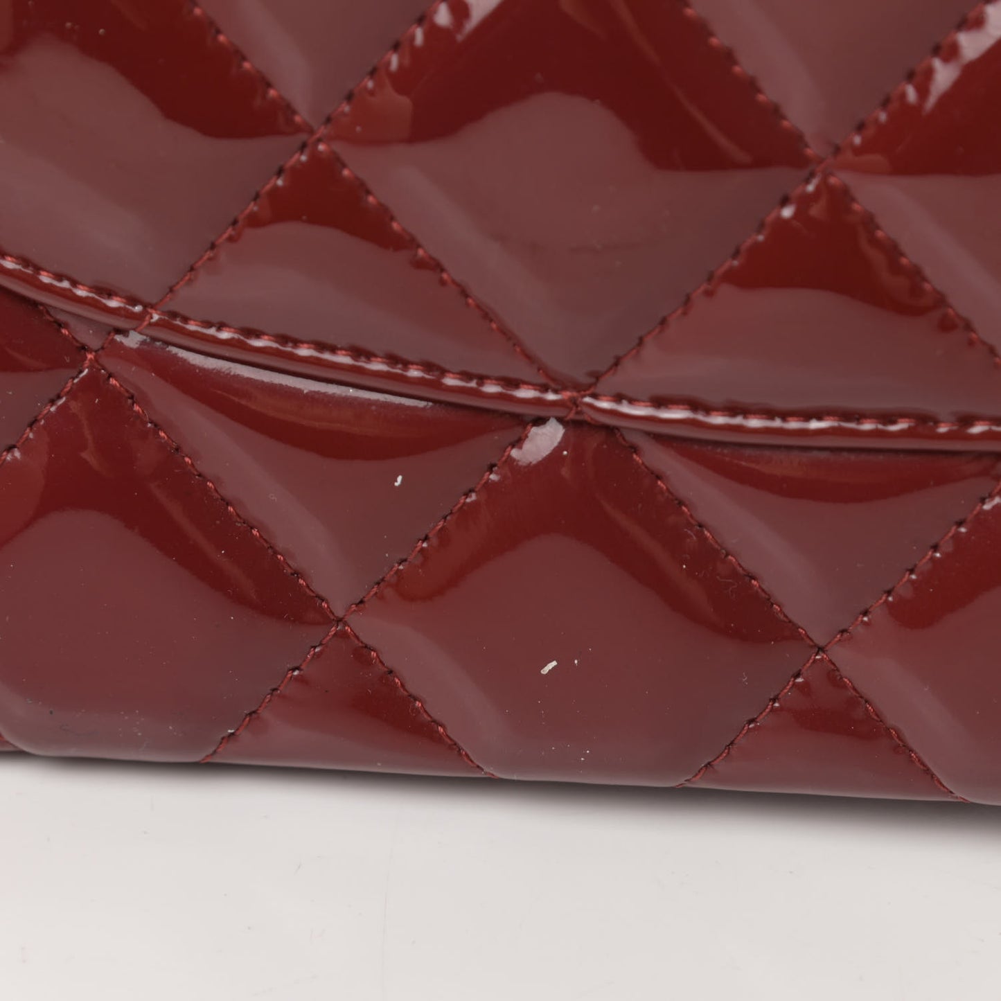 Patent Quilted Jumbo Double Flap Dark Red