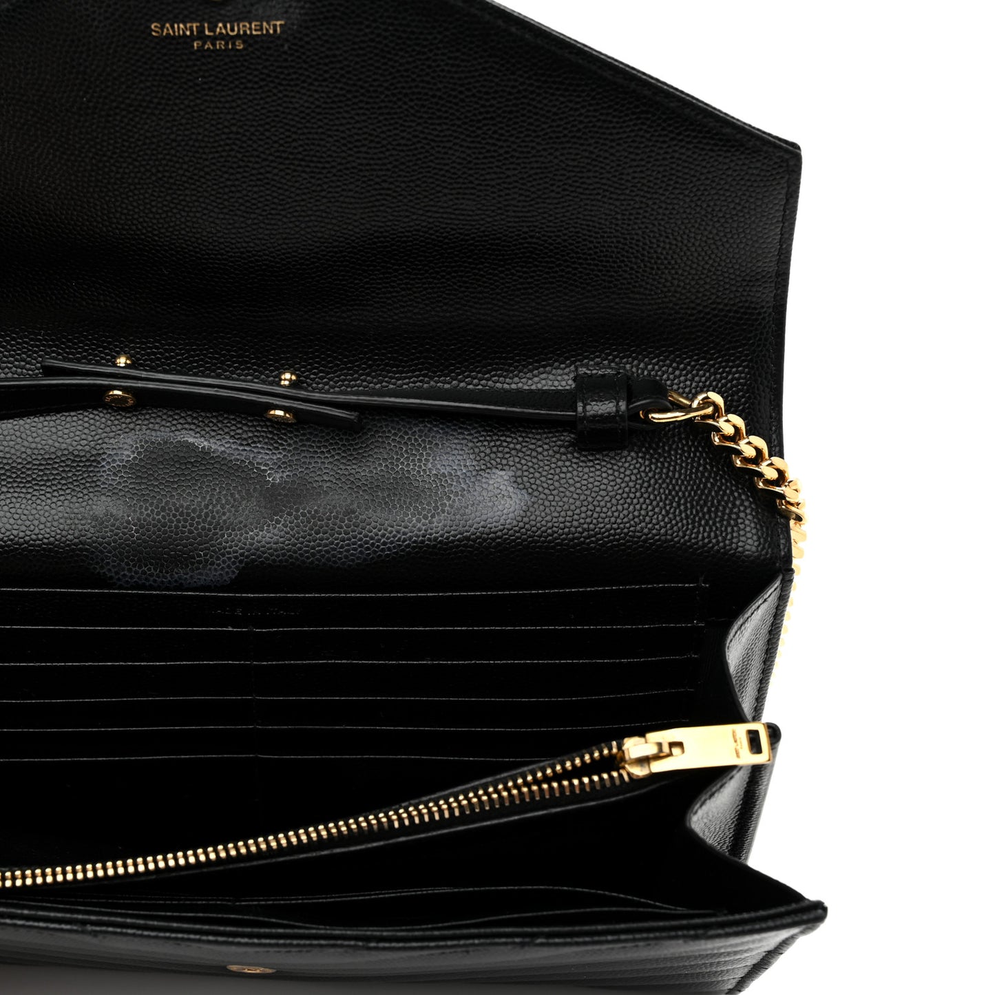 Grain De Poudre Matelasse Chevron Monogram Chain Wallet Black