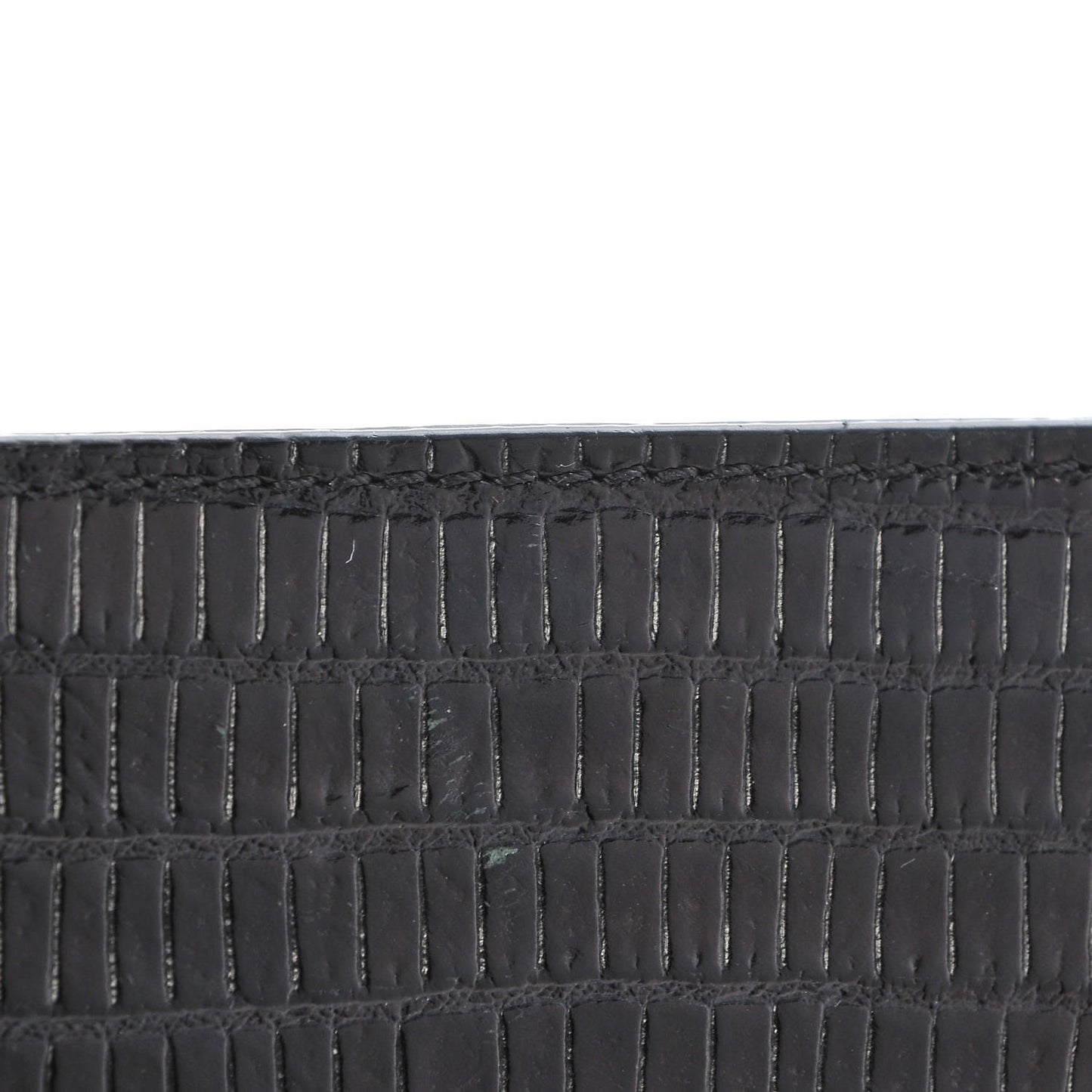 Lizard Calfskin Embossed Prisma Biker Wallet Black