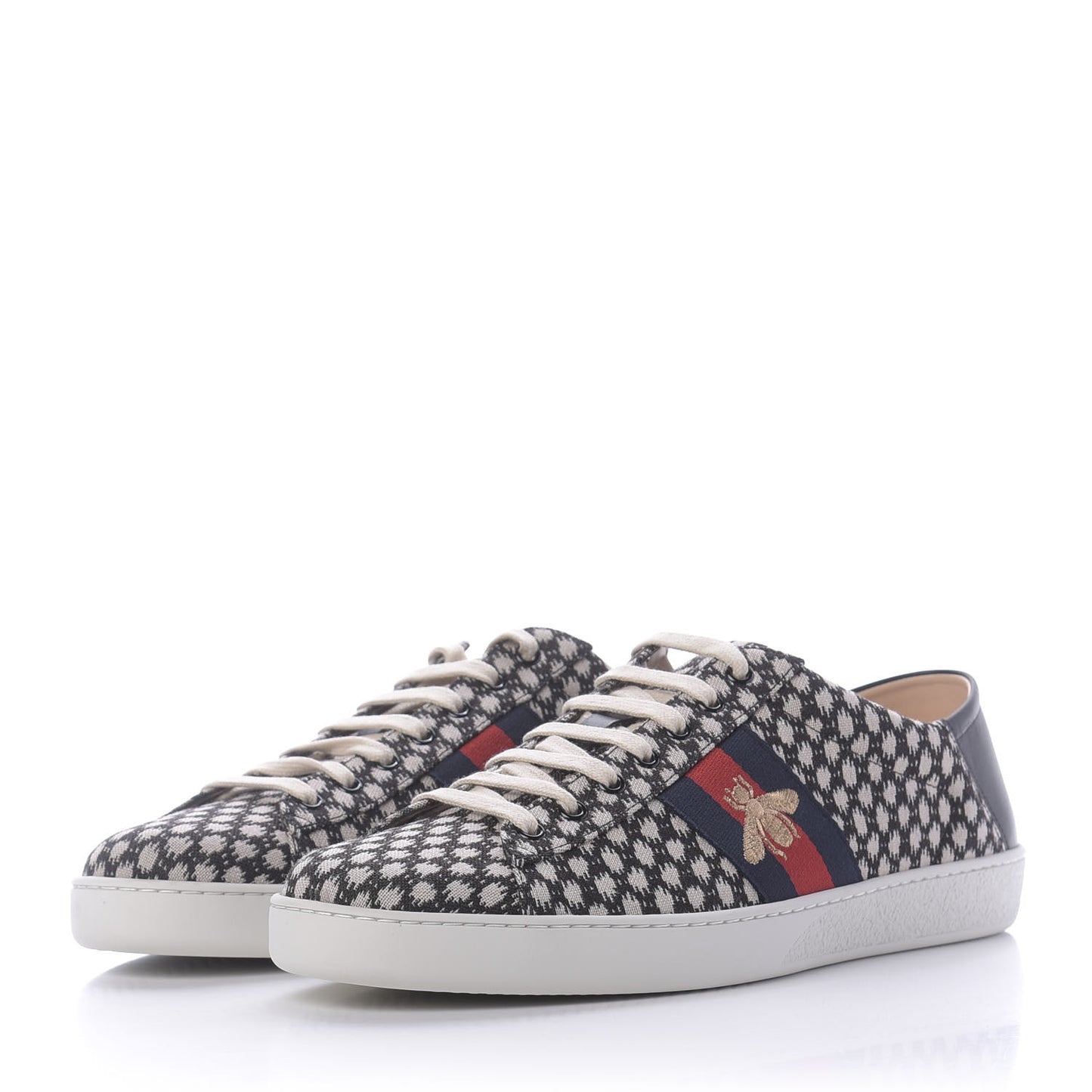 Jacquard Bee Embroidered Mens Ace Sneakers 12 Black Ivory