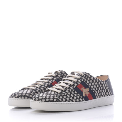 Gucci Jacquard Bee Embroidered Mens Ace Sneakers 12 Black Ivory 3 of 11
