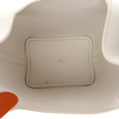 Hermes Taurillon Clemence Epsom Picotin 18 PM White Orange 5 of 11