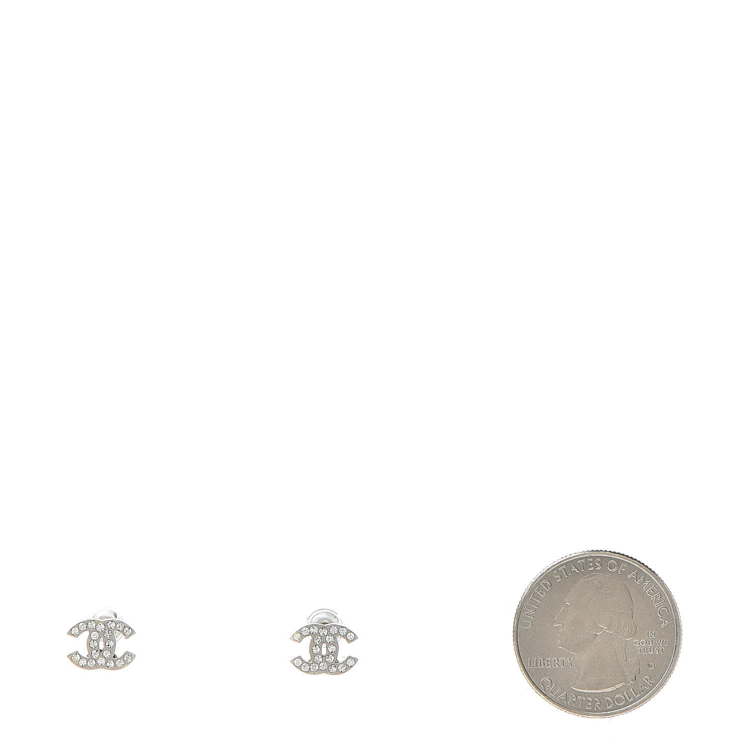 Chanel Crystal Mini Timeless CC Earrings Silver 2 of 4