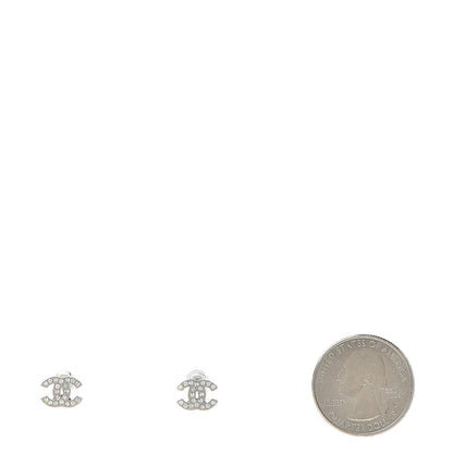 Chanel Crystal Mini Timeless CC Earrings Silver 2 of 4