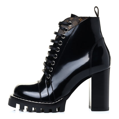 Louis Vuitton Patent Calfskin Monogram Star Trail Ankle Boots 36 Black 1 of 5