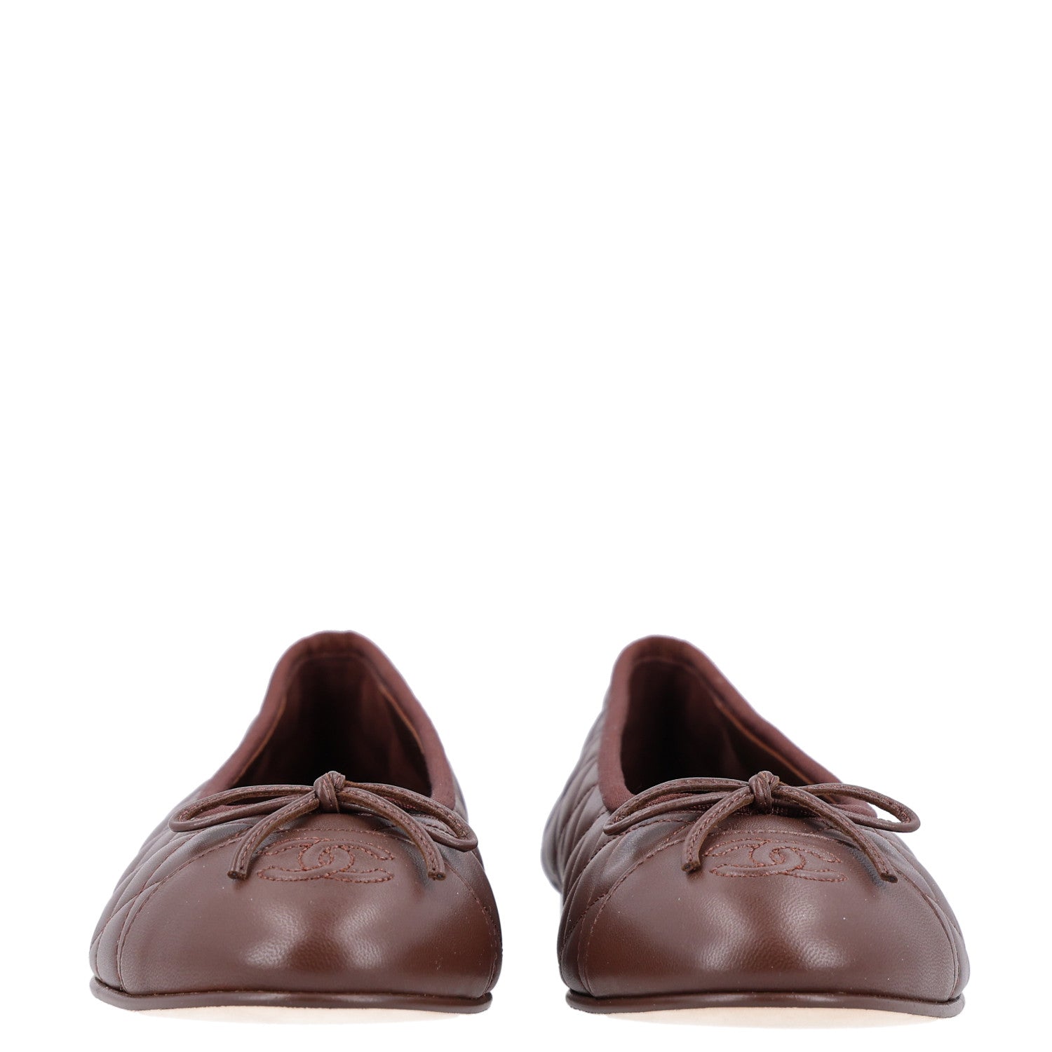 Chanel Lambskin Quilted CC Cap Toe Ballerina Flats 39.5 Dark Brown 3 of 9